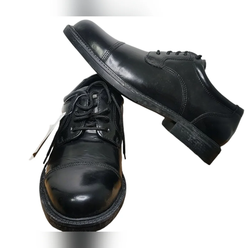 Deer Stags Black Oxfords Polished Leather Cap-Toe